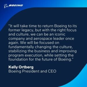 Boeing President and CEO Kelly Ortberg shared the following message with all employees today, including his prepared remarks for the third quarter financial results webcast: